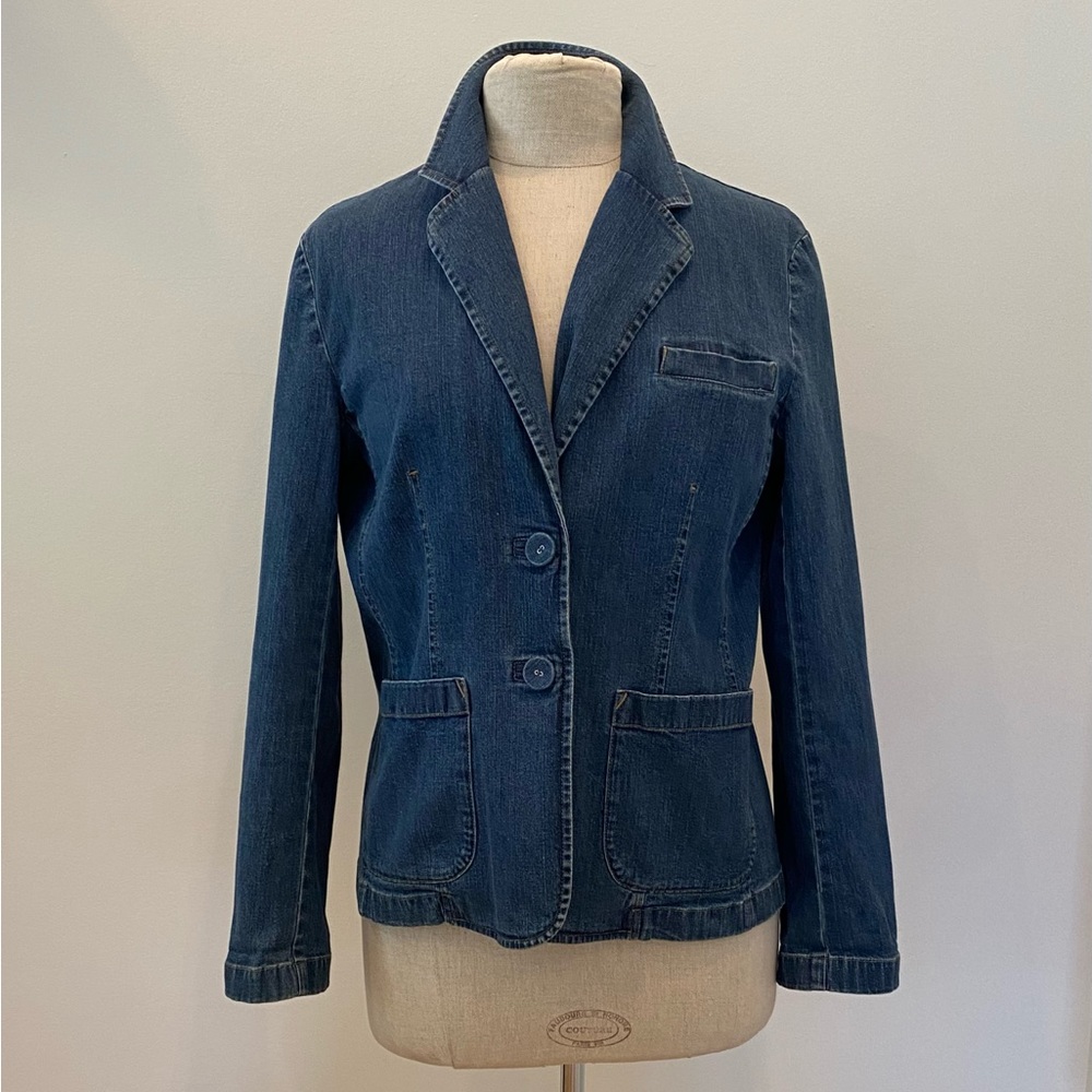 Talbots Womens Denim Blazer / Stretch Denim / Medium Stonewash/ Size 8